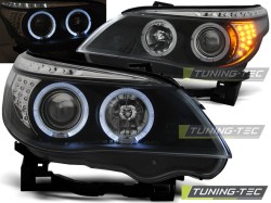 HEADLIGHTS ANGEL EYES BLACK LED INDICATOR fits BMW E60/E61 03-07