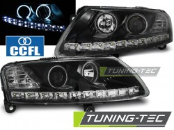 HEADLIGHTS ANGEL EYES LED BLACK fits AUDI A6 C6 04.04-08