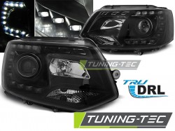 HEADLIGHTS TRUE DRL BLACK fits VW T5 2010-2015 