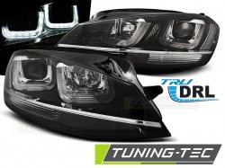 HEADLIGHTS U-LED LIGHT BLACK WITH CHROME LINE fits VW GOLF 7 11.12-17