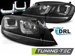 HEADLIGHTS U-LED LIGHT BLACK WITH BLACK LINE fits VW GOLF 7 11.12-17 