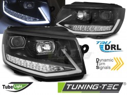 HEADLIGHTS TUBE LIGHT DRL BLACK CHROME SEQ fits VW T6 15-19
