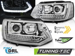 HEADLIGHTS TUBE LIGHT DRL CHROME SEQ fits VW T5 2010-2015