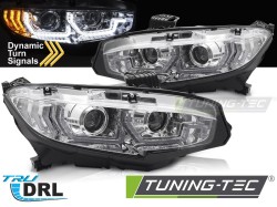 HEADLIGHTS CHROME DRL SEQ fits HONDA CIVIC X 16-21