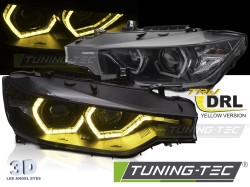 HEADLIGHTS ANGEL EYES YELLOW LED DRL BLACK fits BMW F30/F31 11-15 