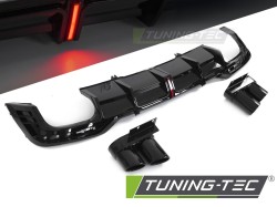 DIFFUSOR TWIN OUTLET GLOSSY BLACK with LED BRAKE LIGHT SPORT STYLE fits AUDI A5 F5 19-23