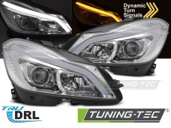 HEADLIGHTS TUBE LED CHROME SEQ DRL fits MERCEDES W204 11-14