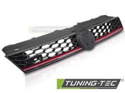 GRILLE SPORT STYLE GLOSSY BLACK with RED LINE fits VW POLO 6R 09-17 