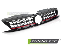 GRILLE SPORT STYLE GLOSSY BLACK with RED and CHROME LINES fits VW JETTA VI 14-18