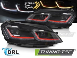 HEADLIGHTS RED LED SEQ DRL fits VW GOLF VII 13-17