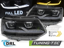 HEADLIGHTS FULL LED BLACK CHROME SEQ DRL fits VW T5.1 10-15