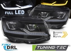 HEADLIGHTS FULL LED BLACK CHROME SEQ DRL fits VW T6 15-19